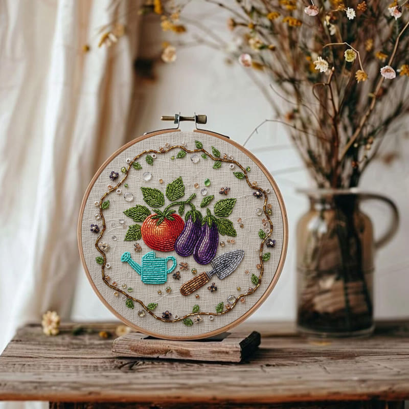 Rubbyoo Bead Embroidery Kit - Vegetable Planting | Easy Handmade Craft | Diy Decorative Hoop Art - image 9
