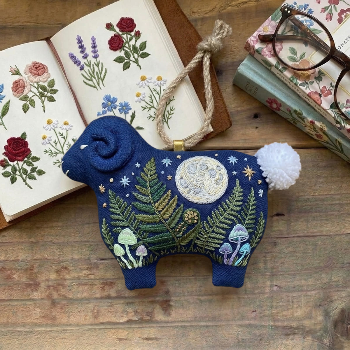 Rubbyoo Lamb-shaped Embroidery Kit - Midnight Fern |  Special Room Hanging | Diy Craft Set For Beginners - image 4