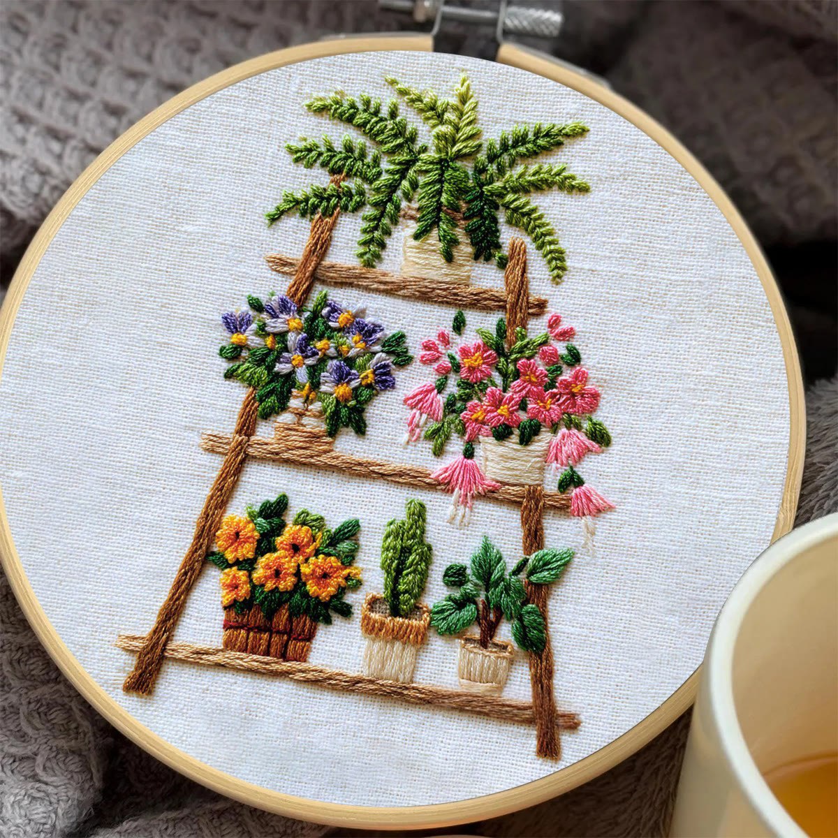 Rubbyoo Embroidery Kit - Plant Ladder | Diy Home Decor | Handmade Hoop Art  - image 8