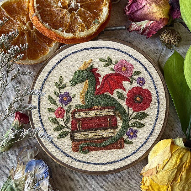 Rubbyoo Embroidery Kit - Fantasy Floral Dragon | Unique Animal Handicraft | Nice For Room Decor - image 4