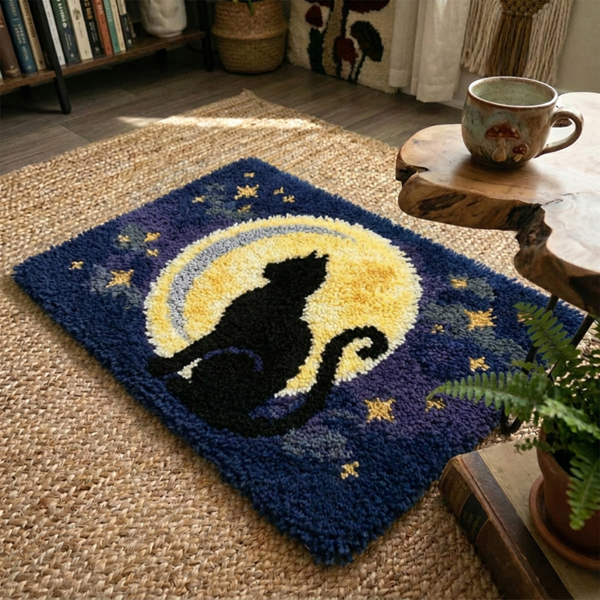 Rubbyoo Latch Hook Rug Kit - Black Cat And  Full Moon | Gift For Cat Lovers | Bedroom Accent Rug - image 6