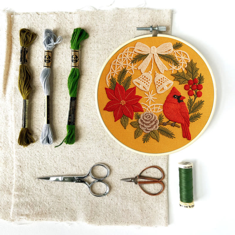 Rubbyoo Embroidery Kit - Christmas Celebration | Cardinal Bird Handicraft | Decorative Hoop Art - image 11