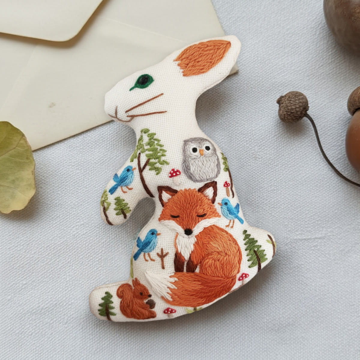 Rubbyoo Rabbit Embroidery Kit - Fox And Owl | Adorable Animal Art | Diy Bag Accessories - image 6