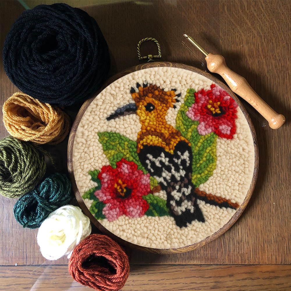 Hoopoe Floral Punch Needle Kit - Artisan-made Craft | Nature-inspired Decor - image 11
