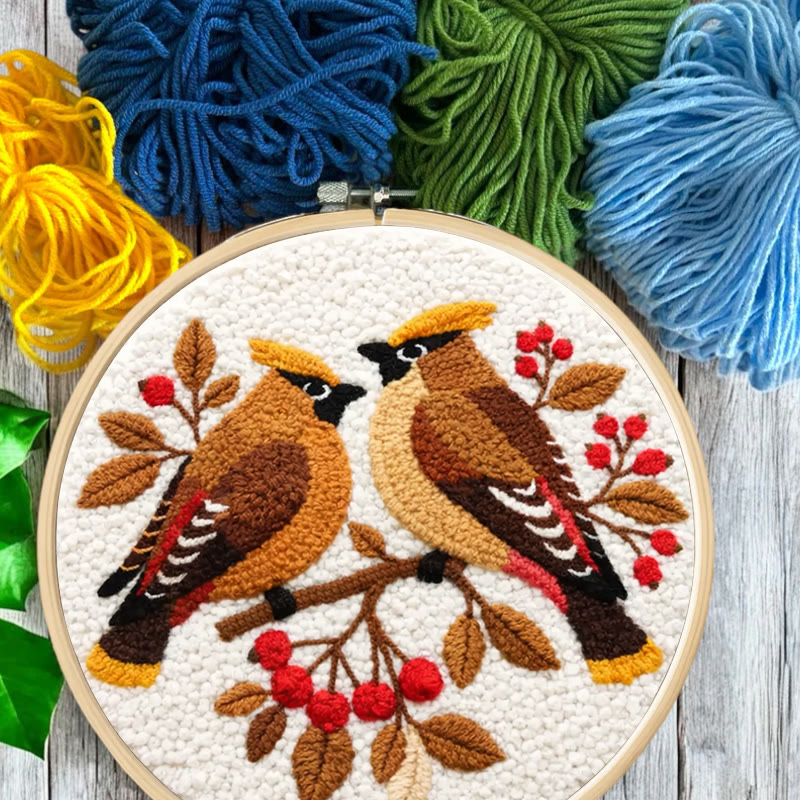 Berry Perched Birds Punch Needle Kit – Newcomer-Friendly DIY Starter | Best Gifting Choice - image 8