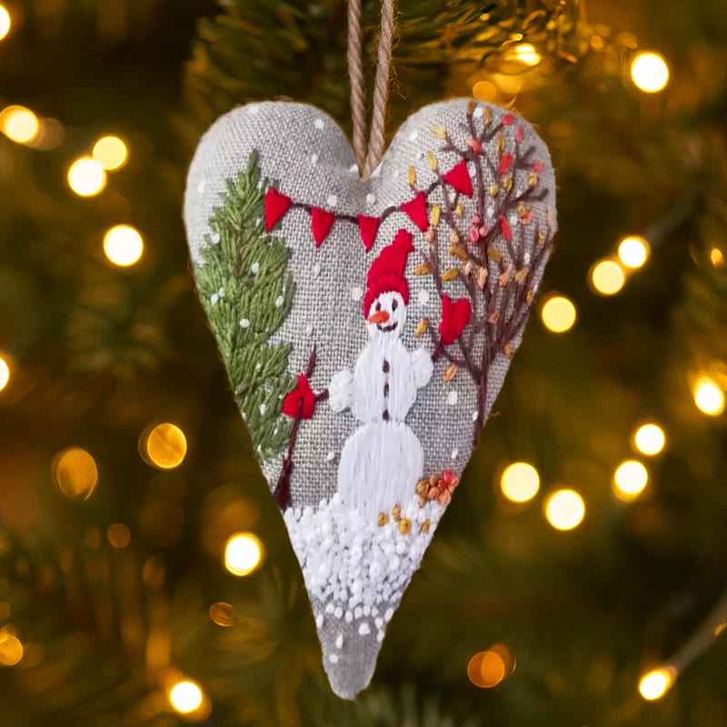 Rubbyoo Heart Embroidery Kit - Making Snowman | Unique Winter Craft | Christmas Hanging Decoration - image 7