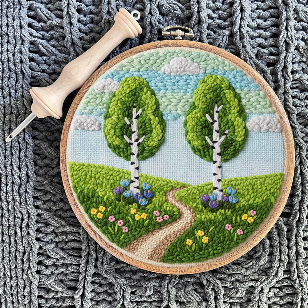 Spring Woodland Path Punch Needle Kit – Entry-level Diy Craft | Indoor Scenic Wall Hanging - image 9
