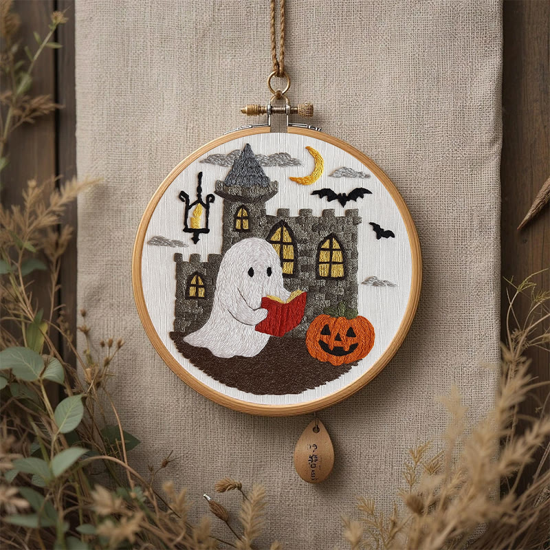 Rubbyoo Embroidery Kit - Halloween Reading Ghost | Creative Wall Hanging | Diy Halloween Decor - image 8