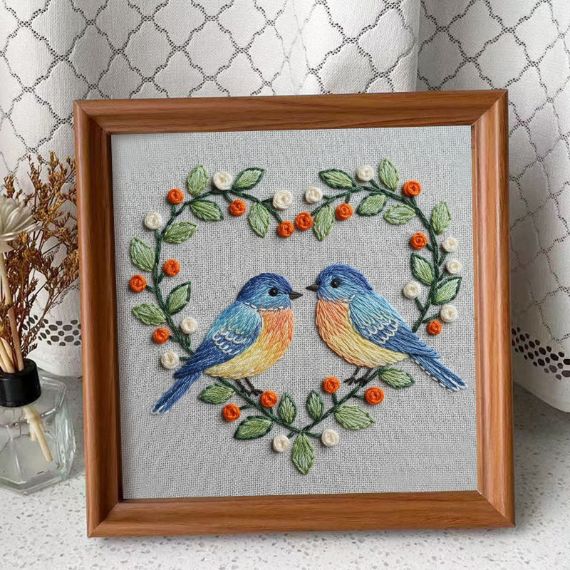Rubbyoo Embroidery Kit - Floral Heart With Birds| Unique Bird Artwork | Perfect Home Decor - Embroidery Kit Plus An Extra Frame - image 9