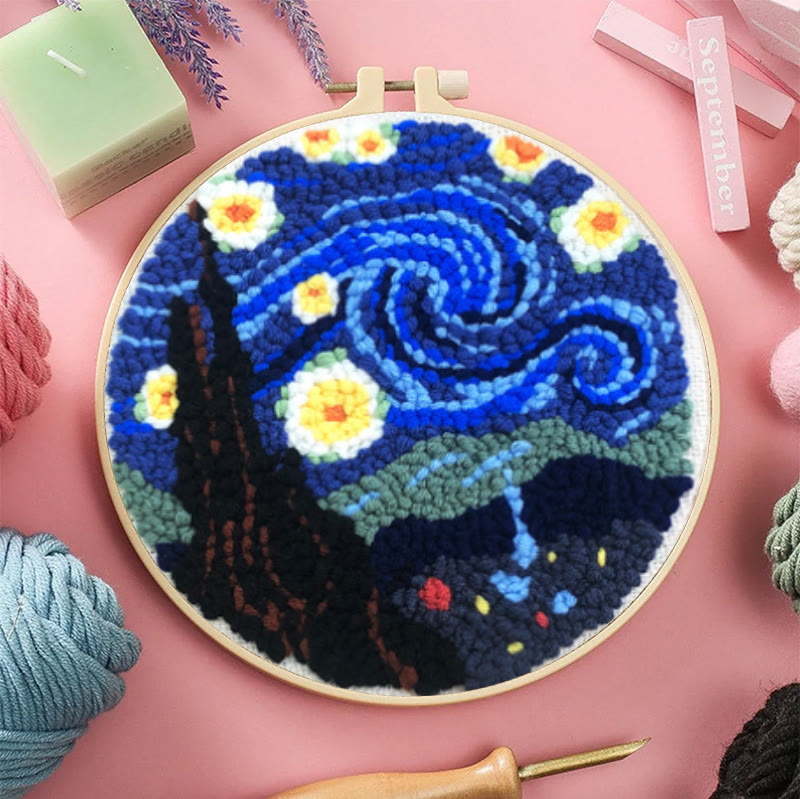 Starry Night Punch Needle Kit – Artistic DIY Design | Expressive Handmade Home Accent - image 10