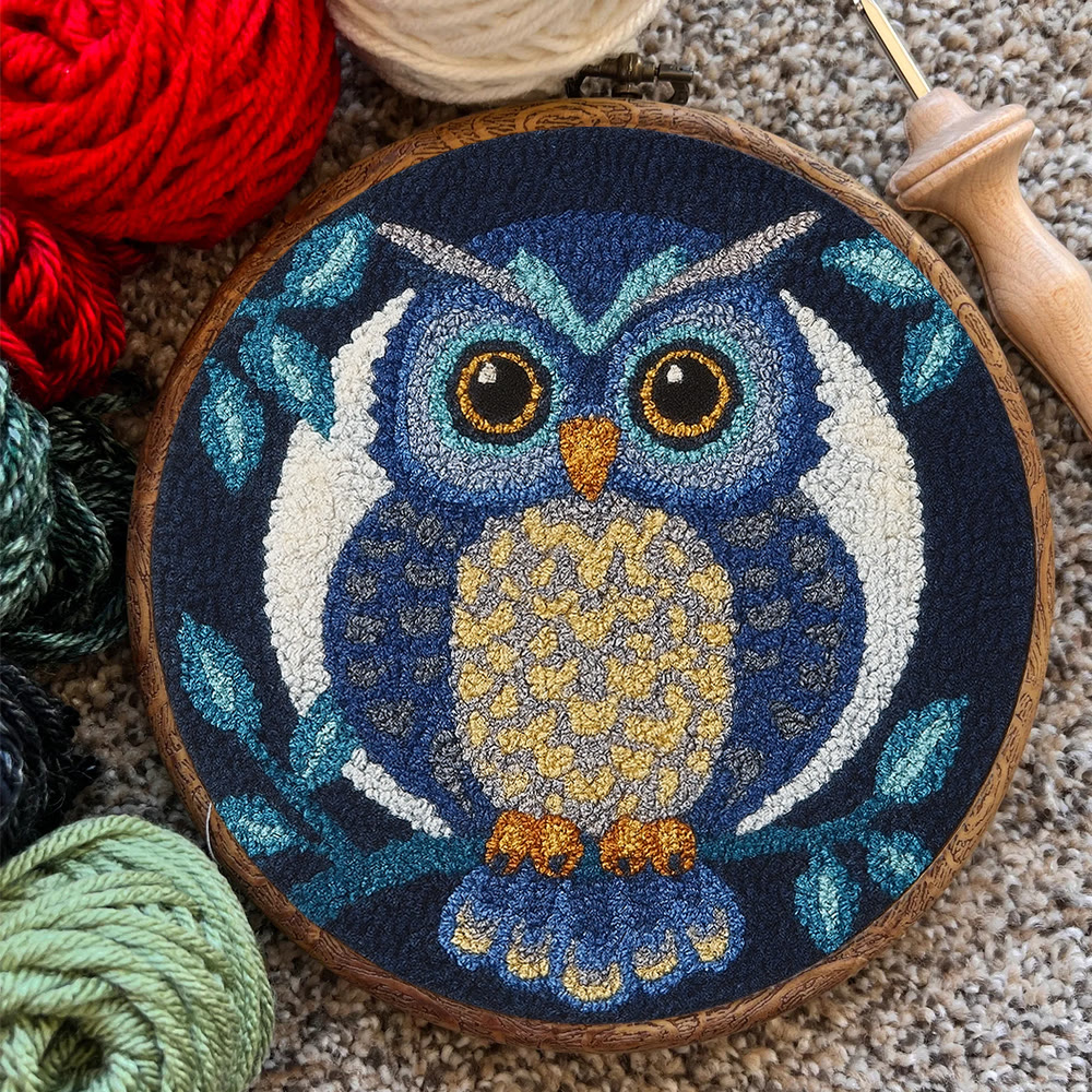 Blue Owl Punch Needle Kit - Handmade Craft | Detailed Outlines  - image 8