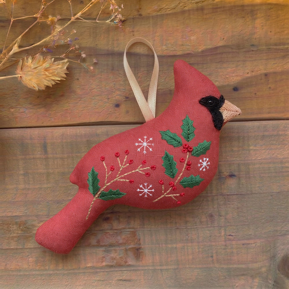 Rubbyoo Cardinal Embroidery Kit - Holly Berry | Holiday Stitch Artwork | Bird Lover Gift - image 6