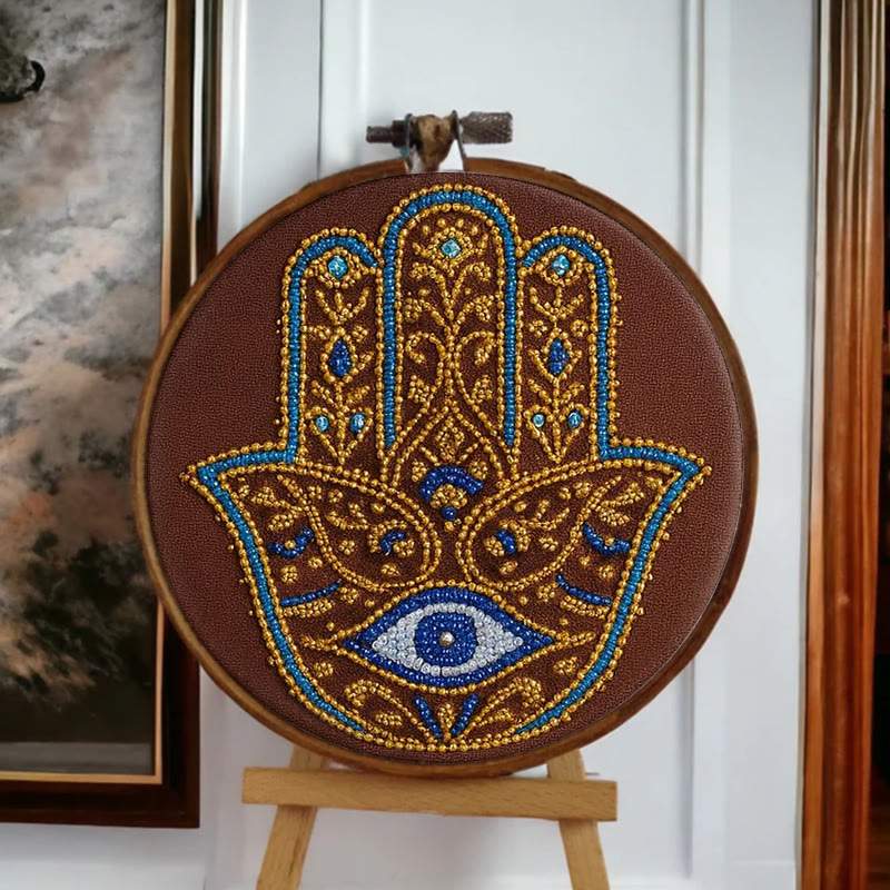 Rubbyoo Bead Embroidery Kit - Golden Hamsa | Diy Bead Artwork | Creative Gift For Crafters - image 6