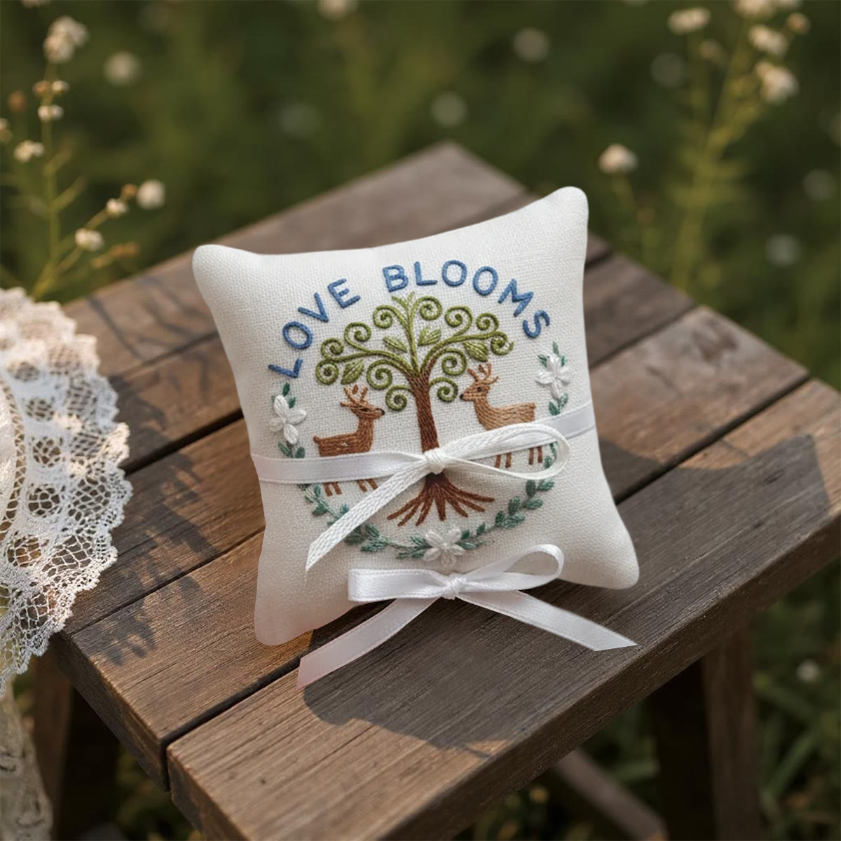 Rubbyoo Personalized Ring Bearer Pillow Embroidery Kit - Tree And Deer Emblem | Embroidered Gift Piece | Key Holiday Commemorations - image 11