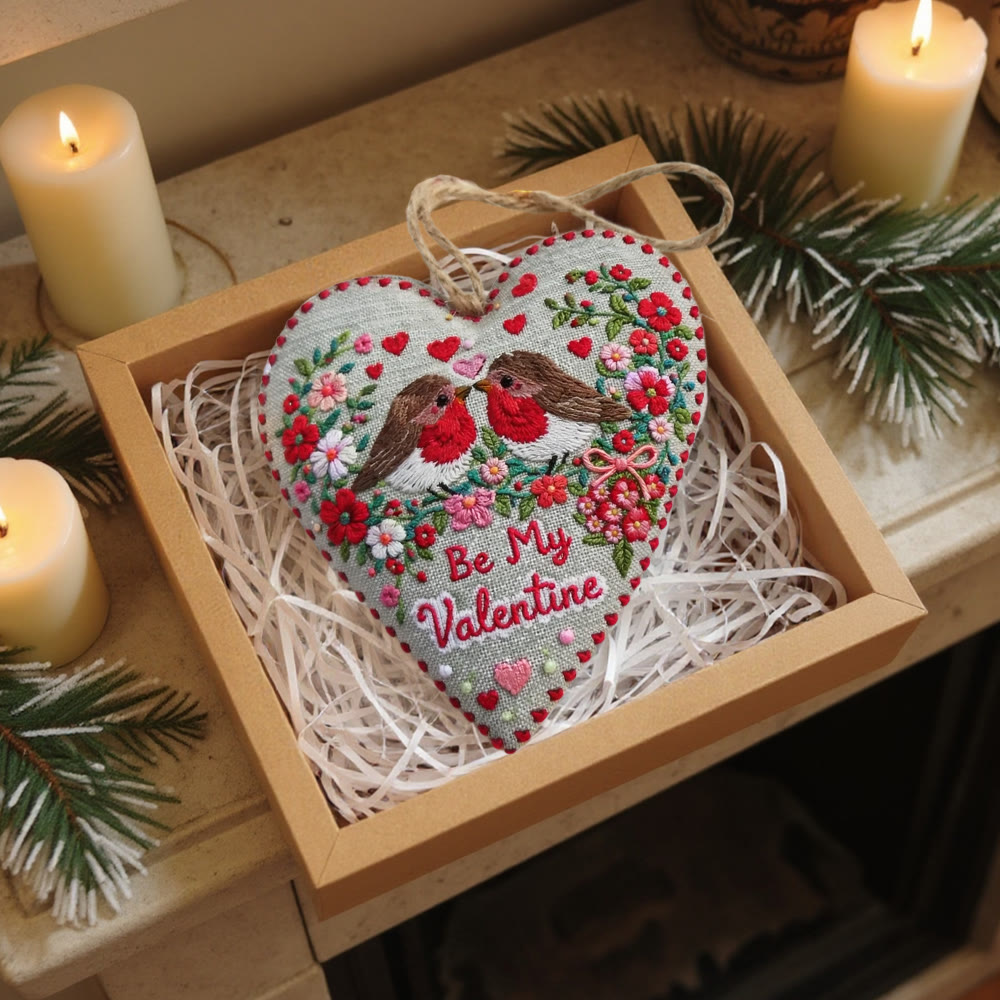 Rubbyoo Heart Embroidery Kit - Twin Robin With Lettering | Romantic Handstitched Diy | Sweet Valentine Gifting Choice - image 8