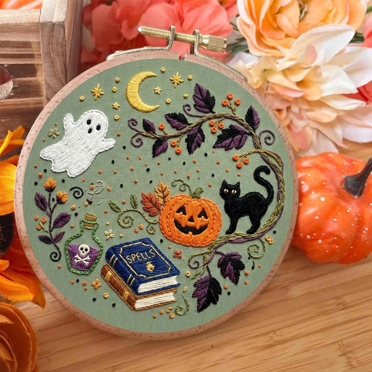 Rubbyoo Embroidery Kit -  Halloween Happy Hour | Special Spooky Season Ornament | Halloween Vibe Needlework - image 7
