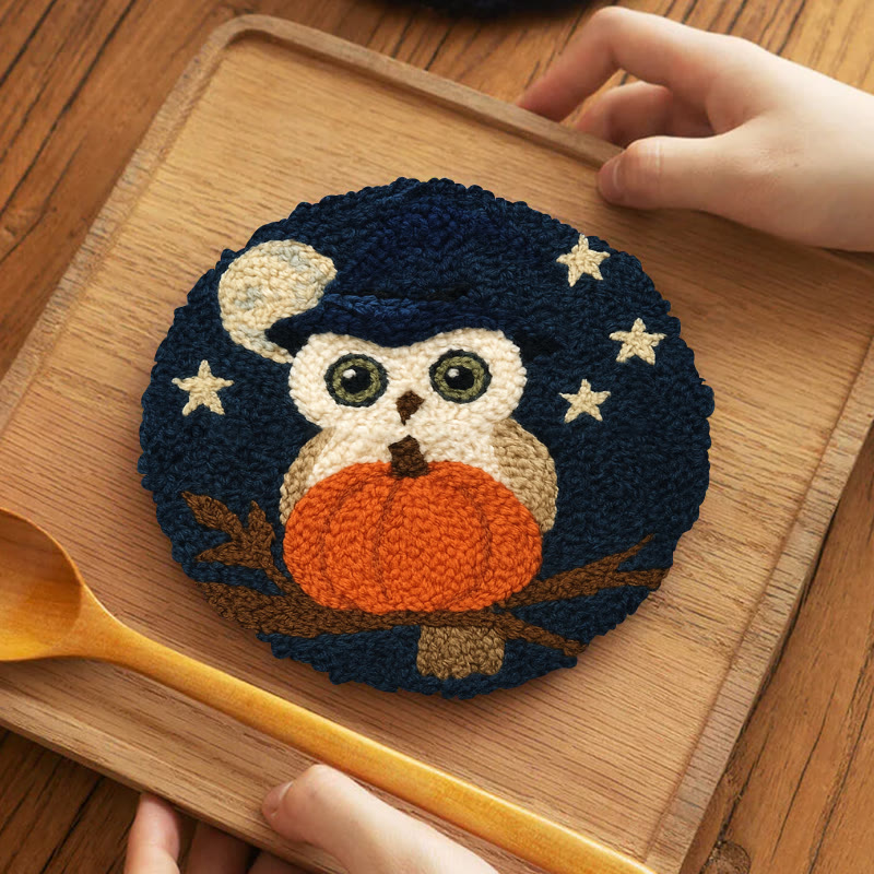 Night Owl Punch Needle Kit - Handmade Bird Art | Nice Decor For Halloween  - 5 inch Coaster Kit - image 10