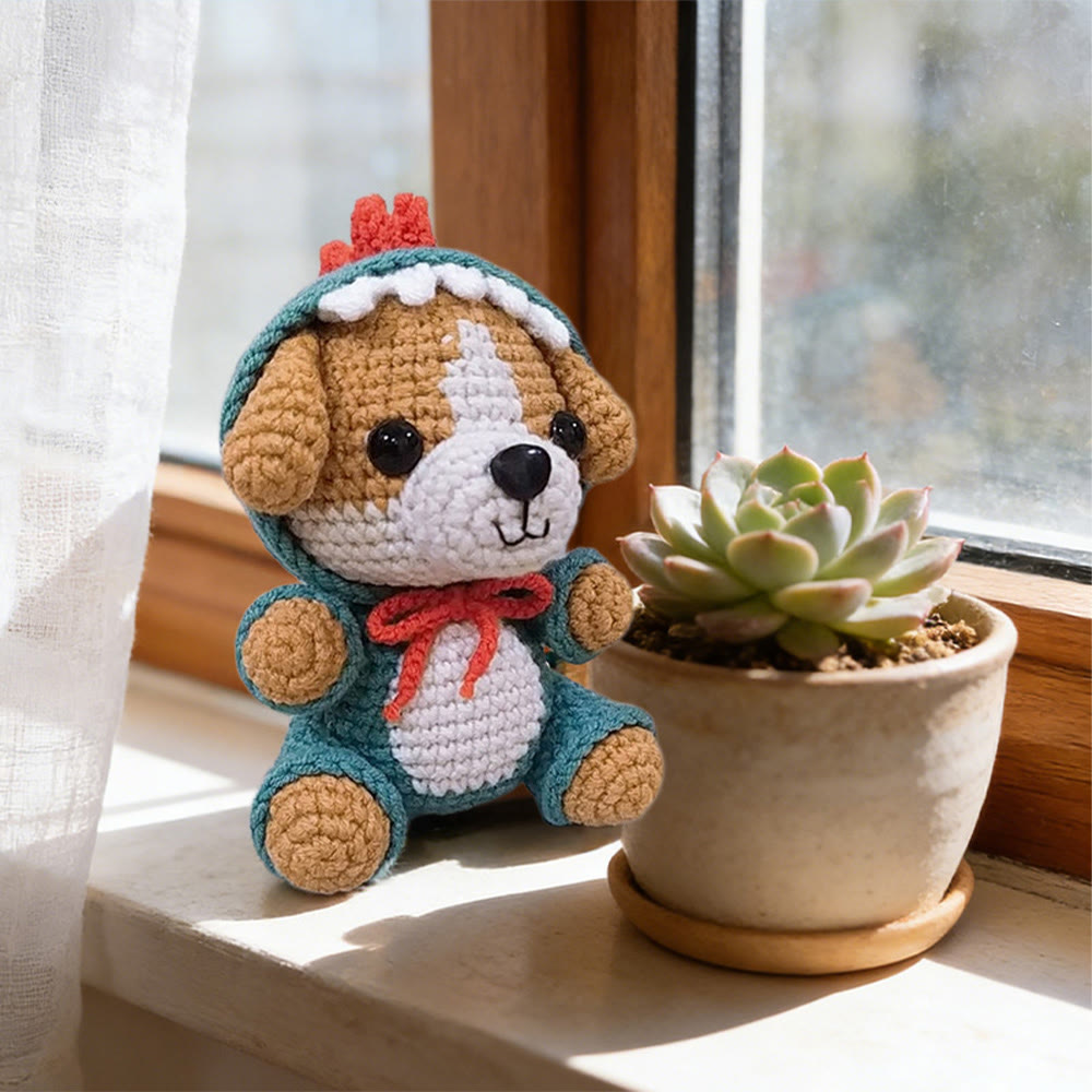 Diy Handmade Funny Dog Crochet Kit - Creative Dinosaur Doll | Nice Handmade Birthday Gift For Kid - image 3