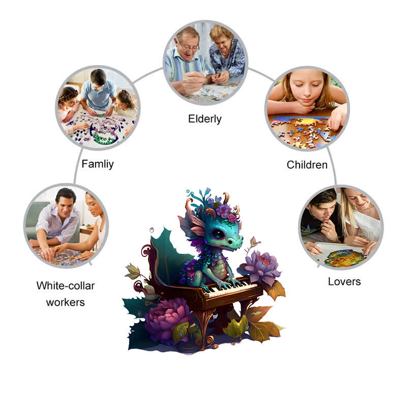 Rubbyoo Elegant Baby Dragon - Wooden Jigsaw Puzzle