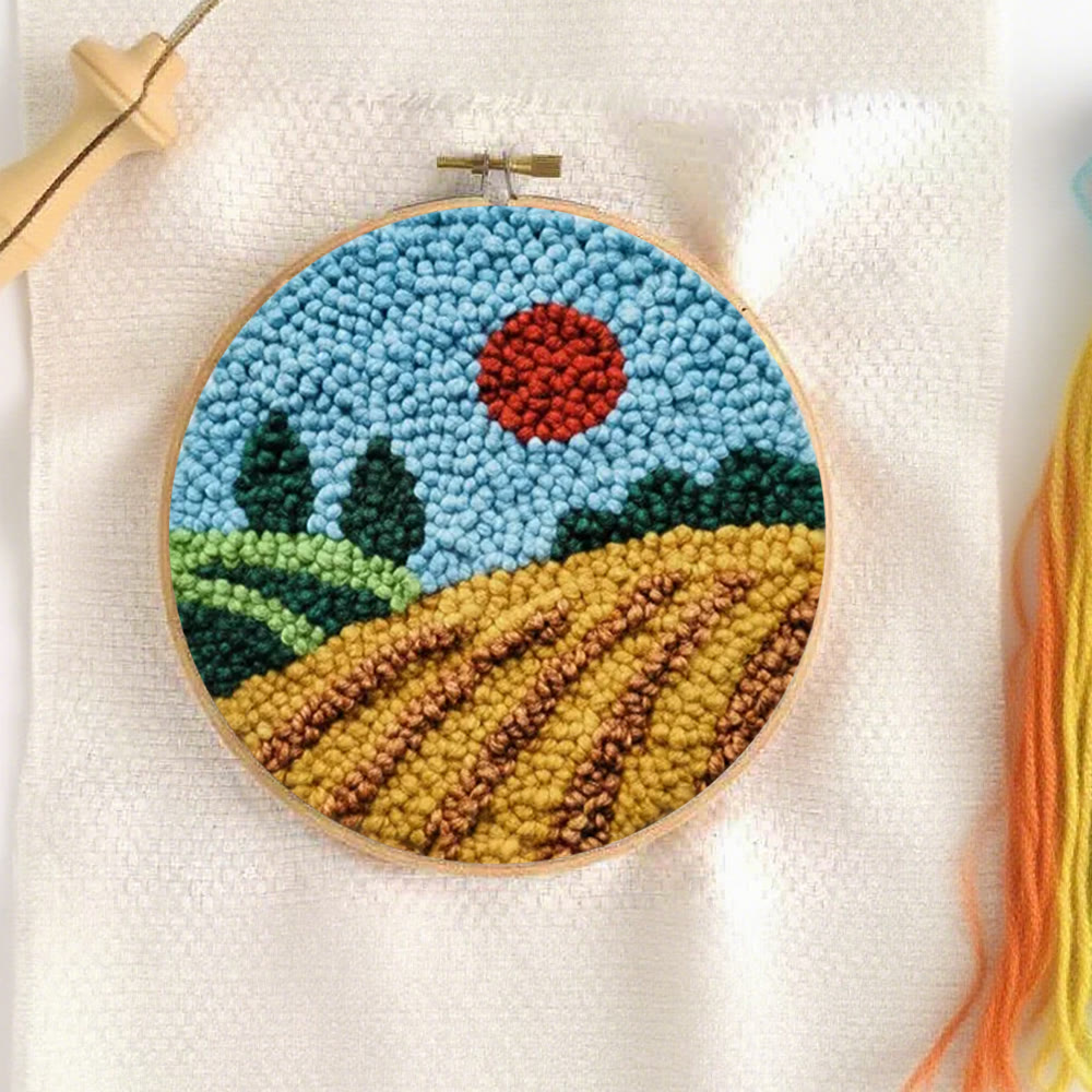 Sunset Countryside Landscape Punch Needle Kit – Cozy Home Handcraft | Newbie-friendly Diy Project - image 9