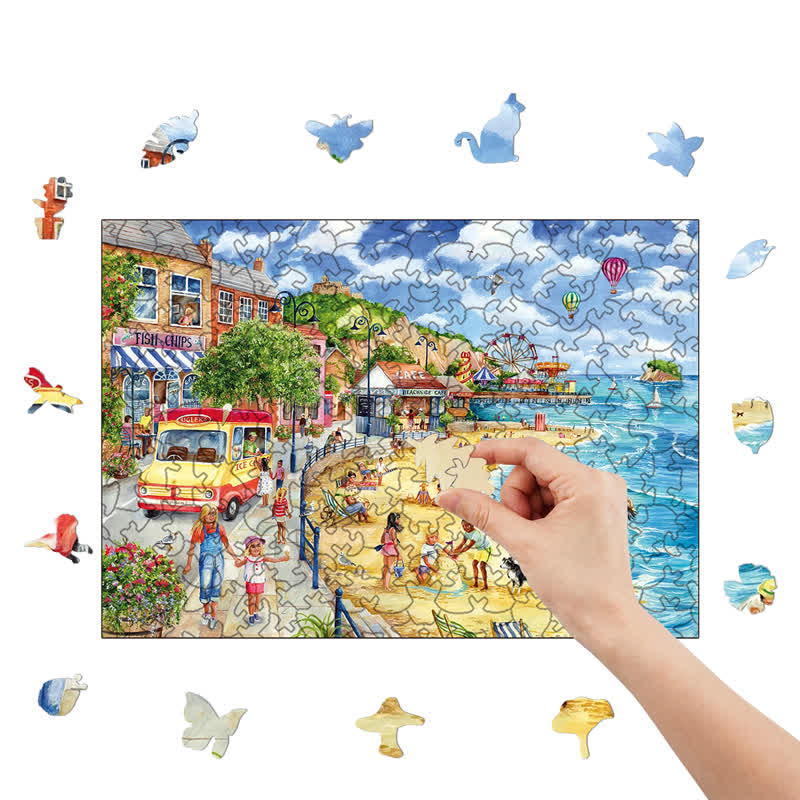 Rubbyoo Seaside Promenade - Wooden Jigsaw Puzzle