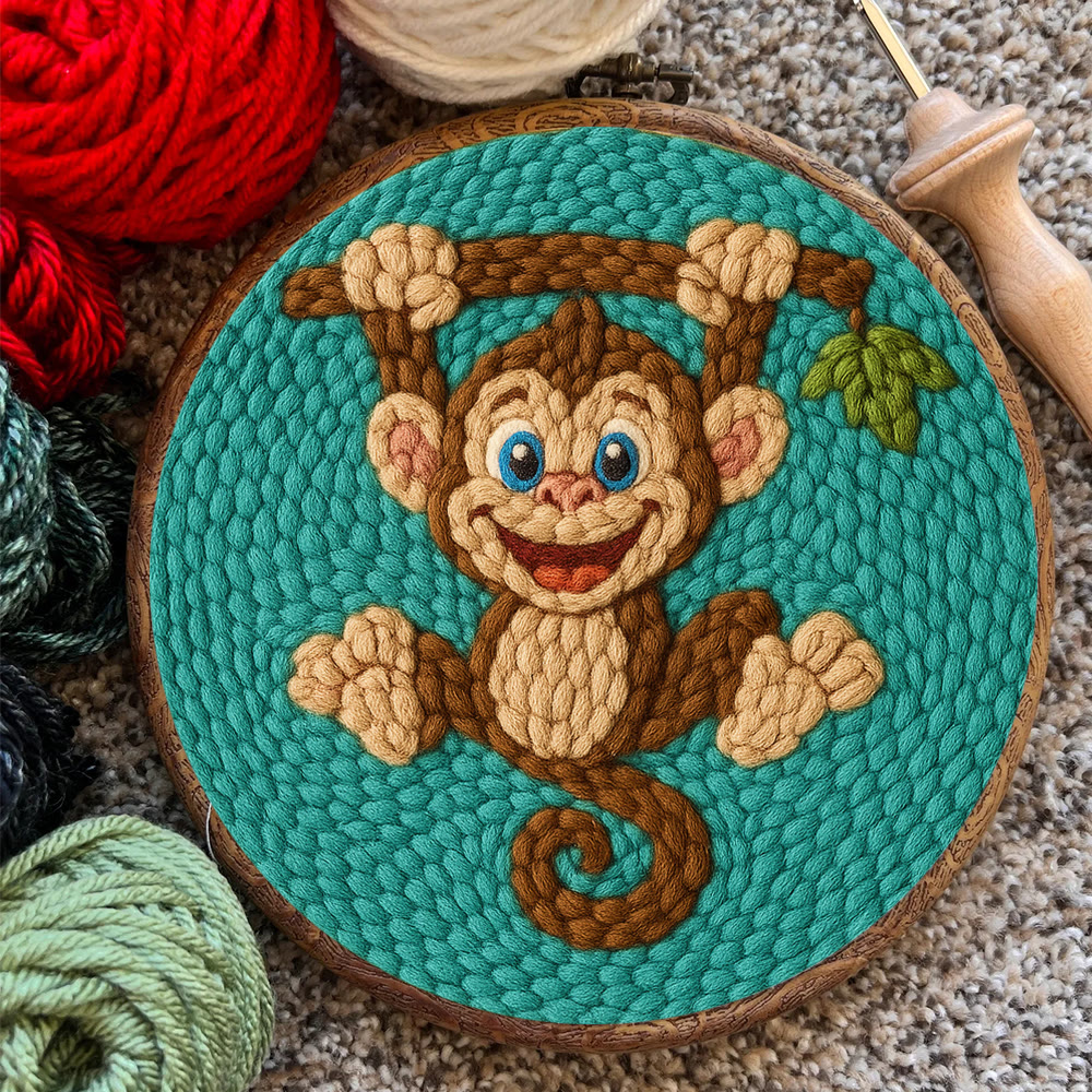 Naughty Monkey Punch Needle Kit - Diy Punch Needle Coaster | Unique Animal Needle Craft | Perfect For Home Decor - image 11