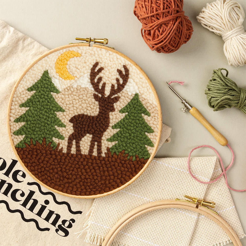 Deer In Forest Punch Needle Kit - Landscape Handmade Collection | Perfect Room Decoration - image 8