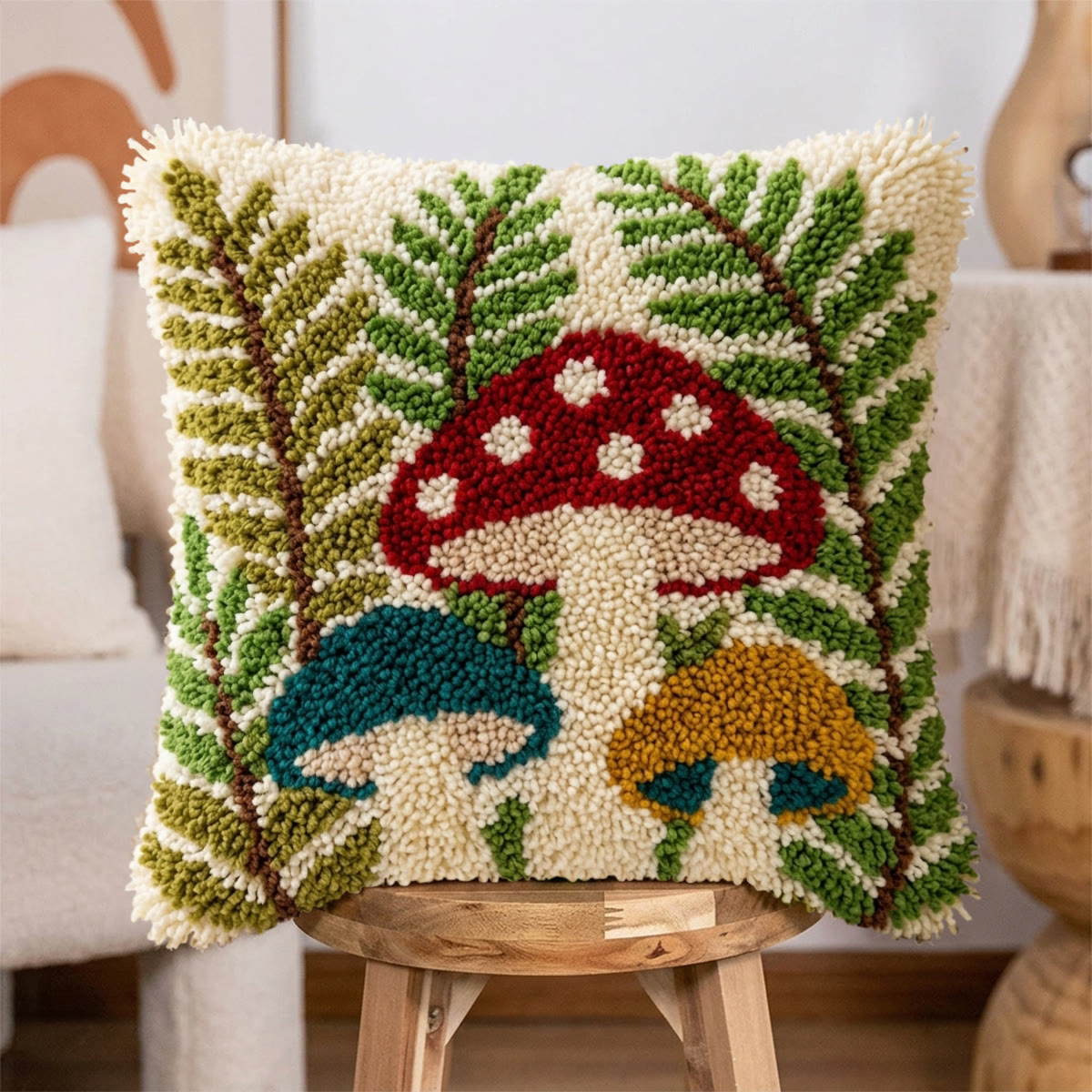 Rubbyoo Latch Hook Pillow Kit - Toadstool Fern | Living Room Decor | Easy Handmade Craft  - image 5