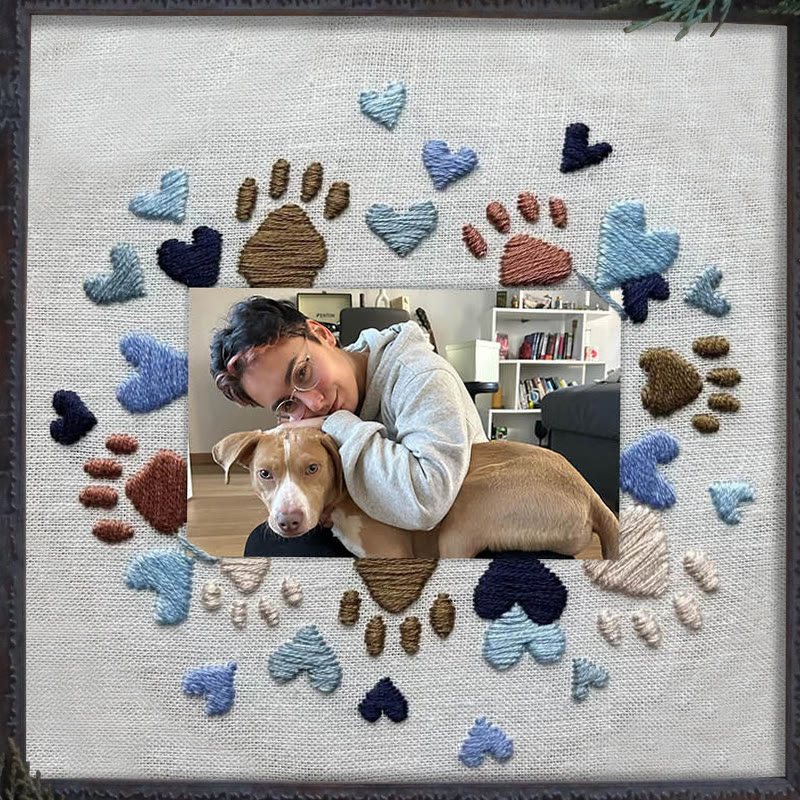 Rubbyoo Embroidery Photo Frame Kit - Adorable Paw Print | Memorable Handmade Craft | Diy Needle Artwork  - image 8