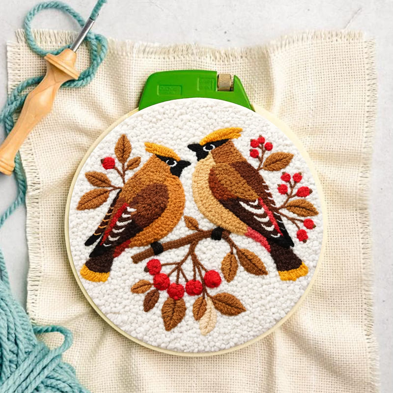 Berry Perched Birds Punch Needle Kit – Newcomer-Friendly DIY Starter | Best Gifting Choice - image 6