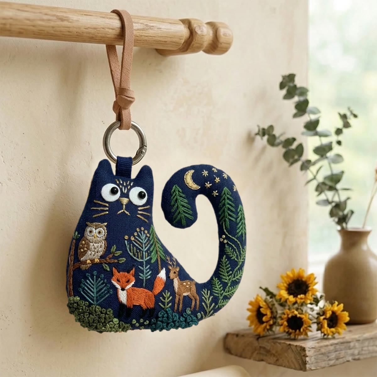 Rubbyoo Cat Embroidery Kit - Starry Night Forest Theme | Diy Handmade Mother's Day Gift  | Woodland Nursery Decor - image 4