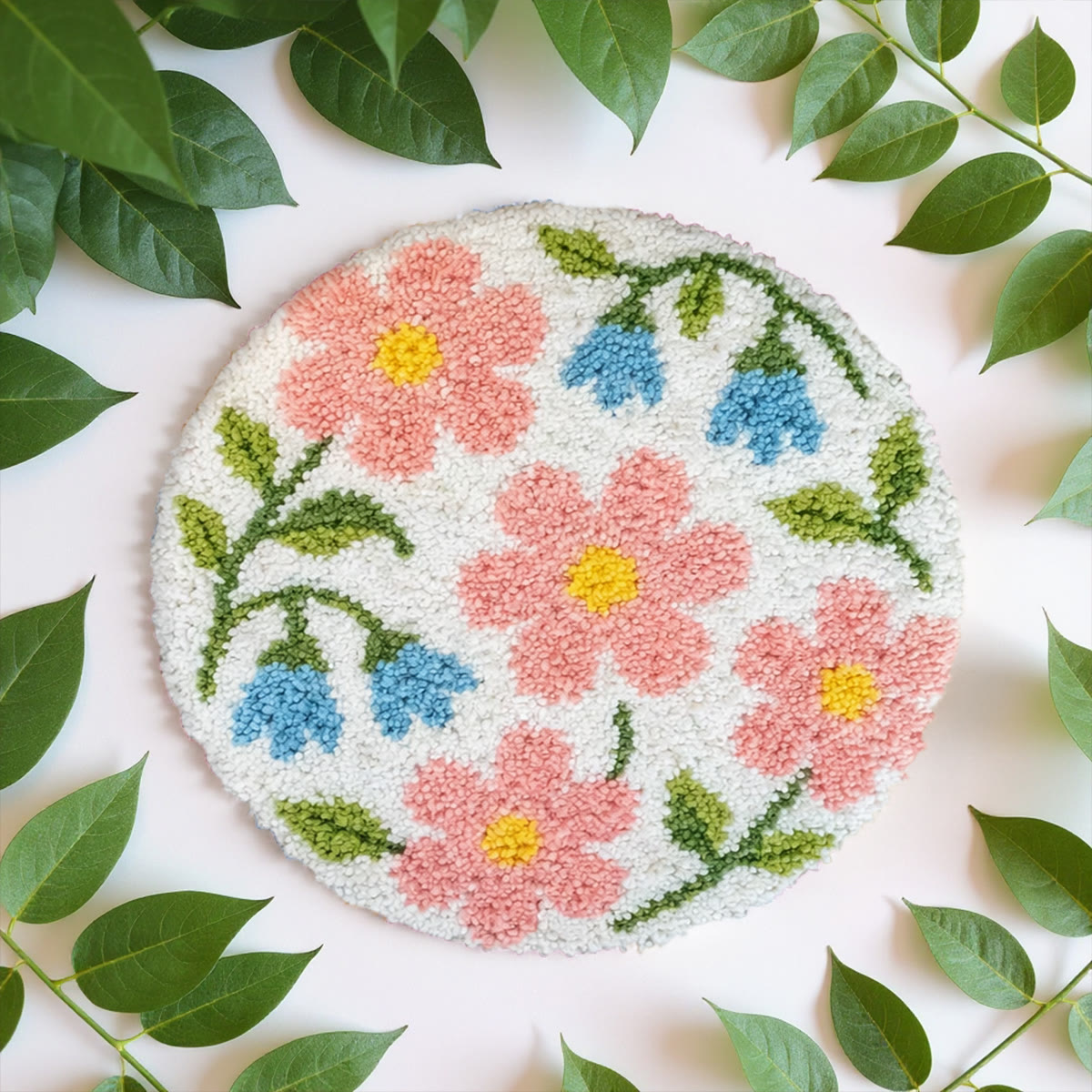 Rubbyoo Latch Hook Rug Kit - Pink Flower | Nice Housewarming Gift | Entrance Door Mat - image 8