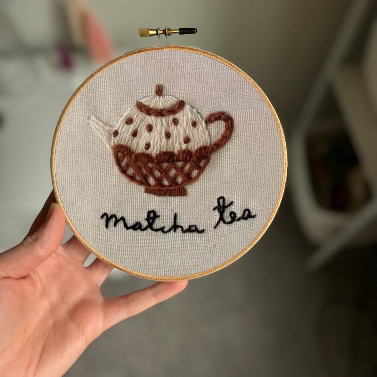 Rubbyoo Embroidery Kit- Matcha Tea | Cozy Crafts Easy Embroidery Kit For Beginners - image 2