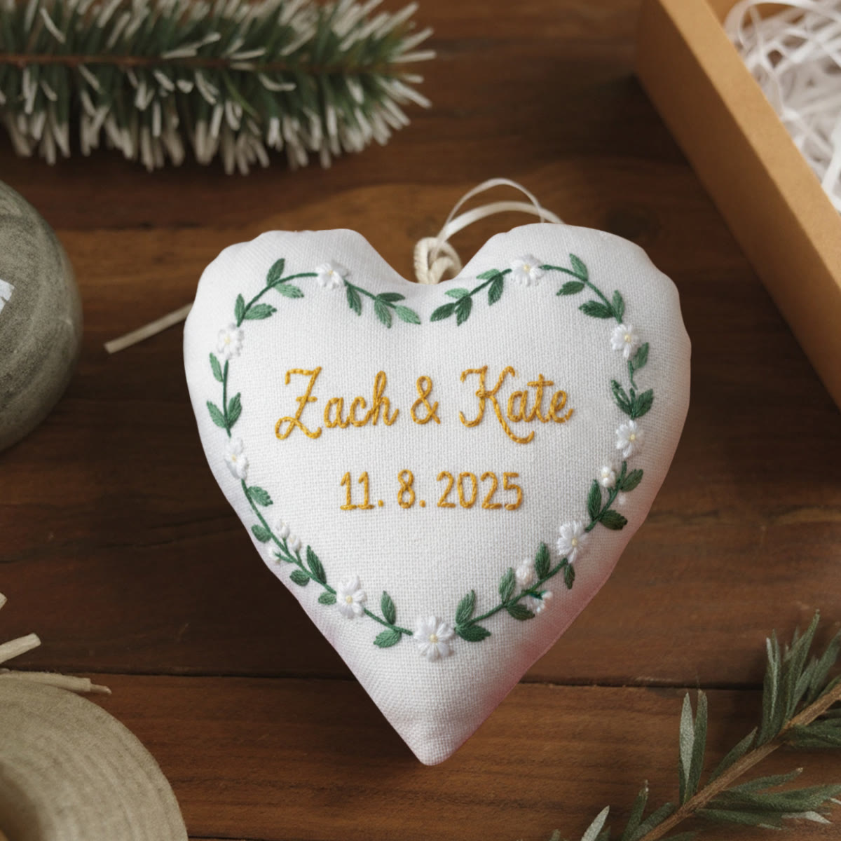 Rubbyoo Heart Embroidery Kit - Zach Kate White Blossom Wreath | Elegant Ornament Piece | Top Gifting Selection - image 5