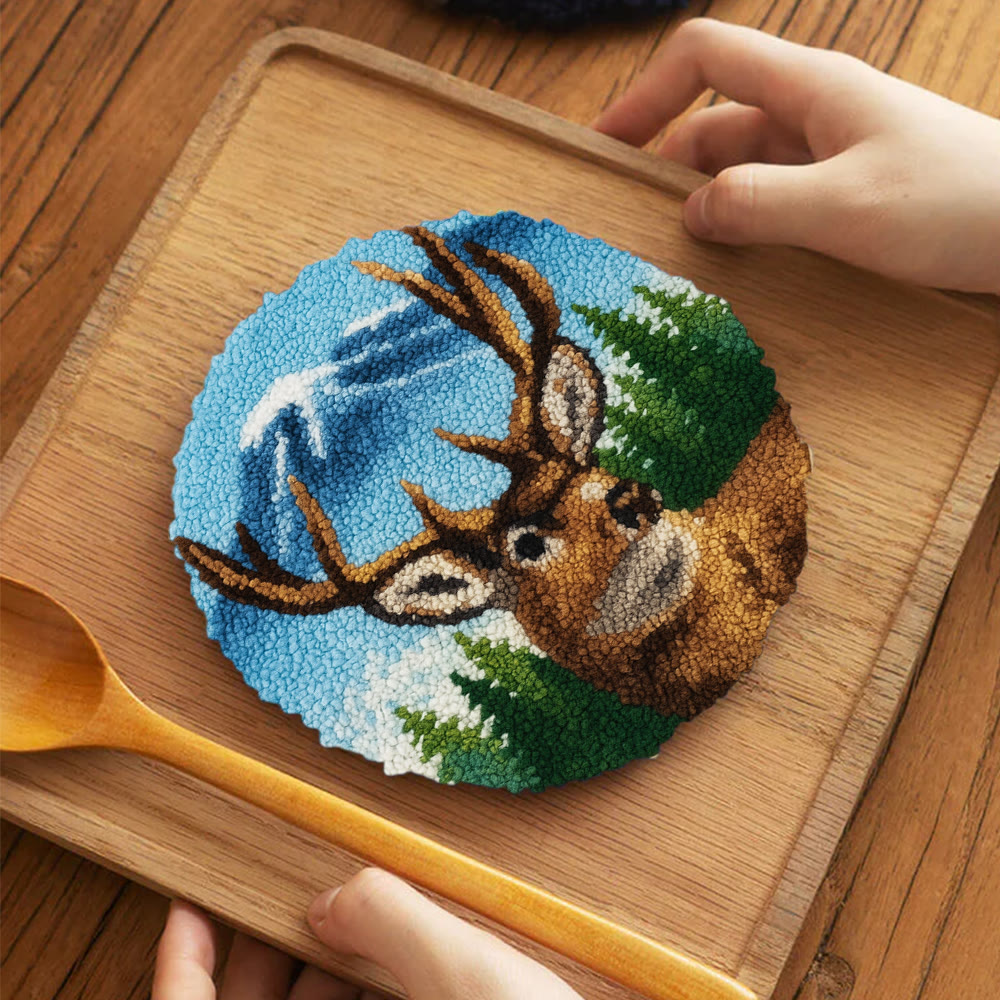 King Of Milu Deer Punch Needle Kit - Diy Animal Handmade Craft | Perfect Art For Home Decor - image 12