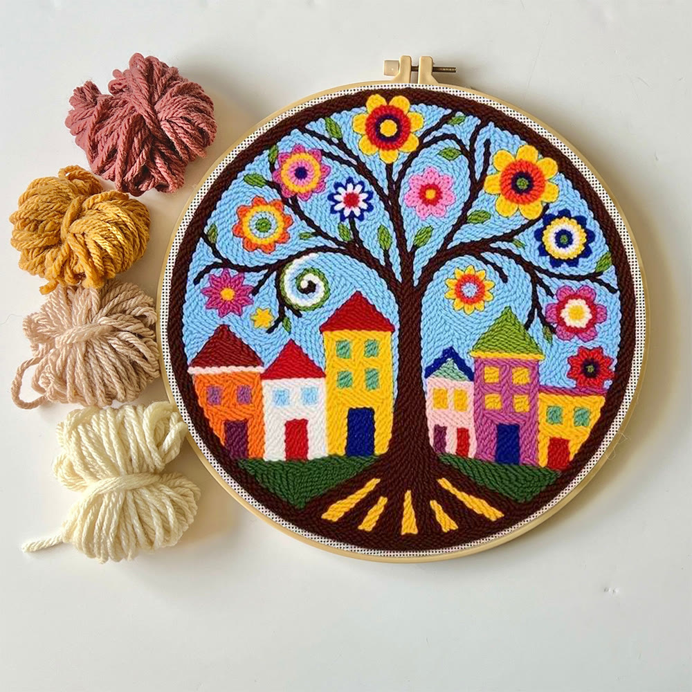  Whimsical Tree Punch Needle Kit - Diy Punch Needle Coaster | Creative Sewing Craft | Colourful Home Ornament - image 9