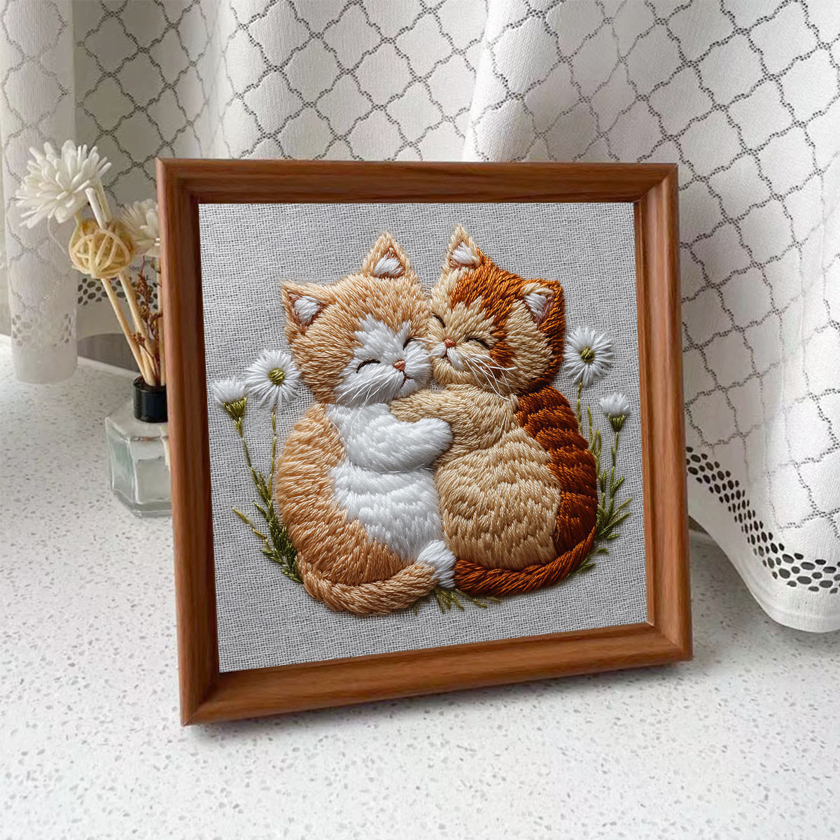 Rubbyoo Embroidery Kit - Snuggling Kittens | Joyful Handcraft | Cozy Gift Choice - Embroidery Kit Plus An Extra Frame - image 4