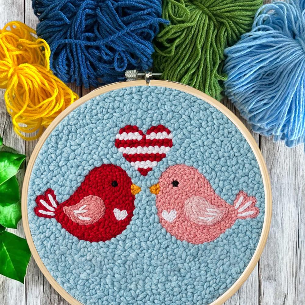 Stripe Heart Red Pink Bird Punch Needle Kit – Novice-accessible Diy Endeavor | Romantic Decor Essential - image 9