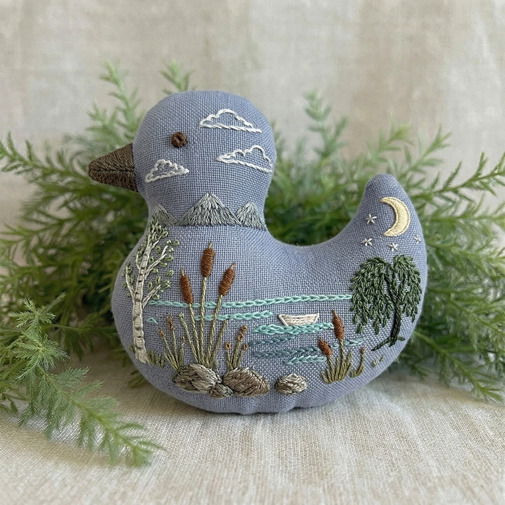 Rubbyoo Duck Embroidery Kit - Moonlight Reed Marsh Scenery | Bag Pendant | Creative Handmade Gift Idea - image 7