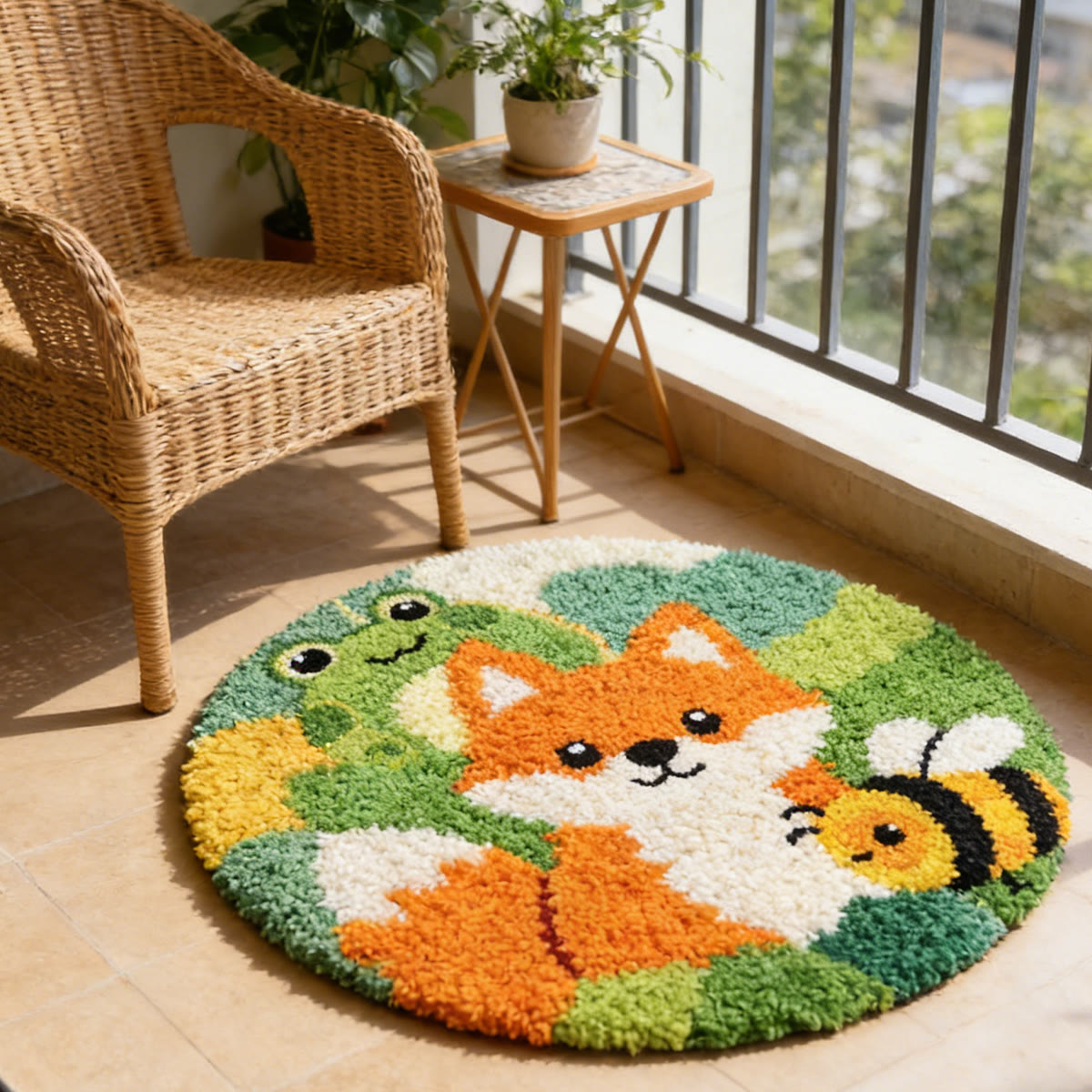 Rubbyoo Latch Hook Rug Kit - Fox And Bee | Diy Handmade Crafts | Unique Play Mat - image 4