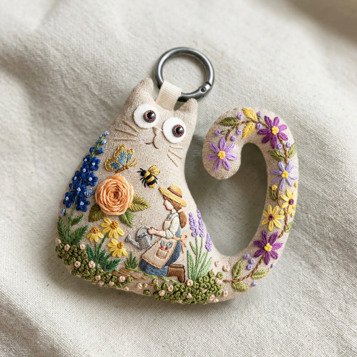 Rubbyoo Cat Embroidery Kit - Gardening Lady | Cheerful Mothers Day Gift | Unique Handmade Hanging Decor - image 4