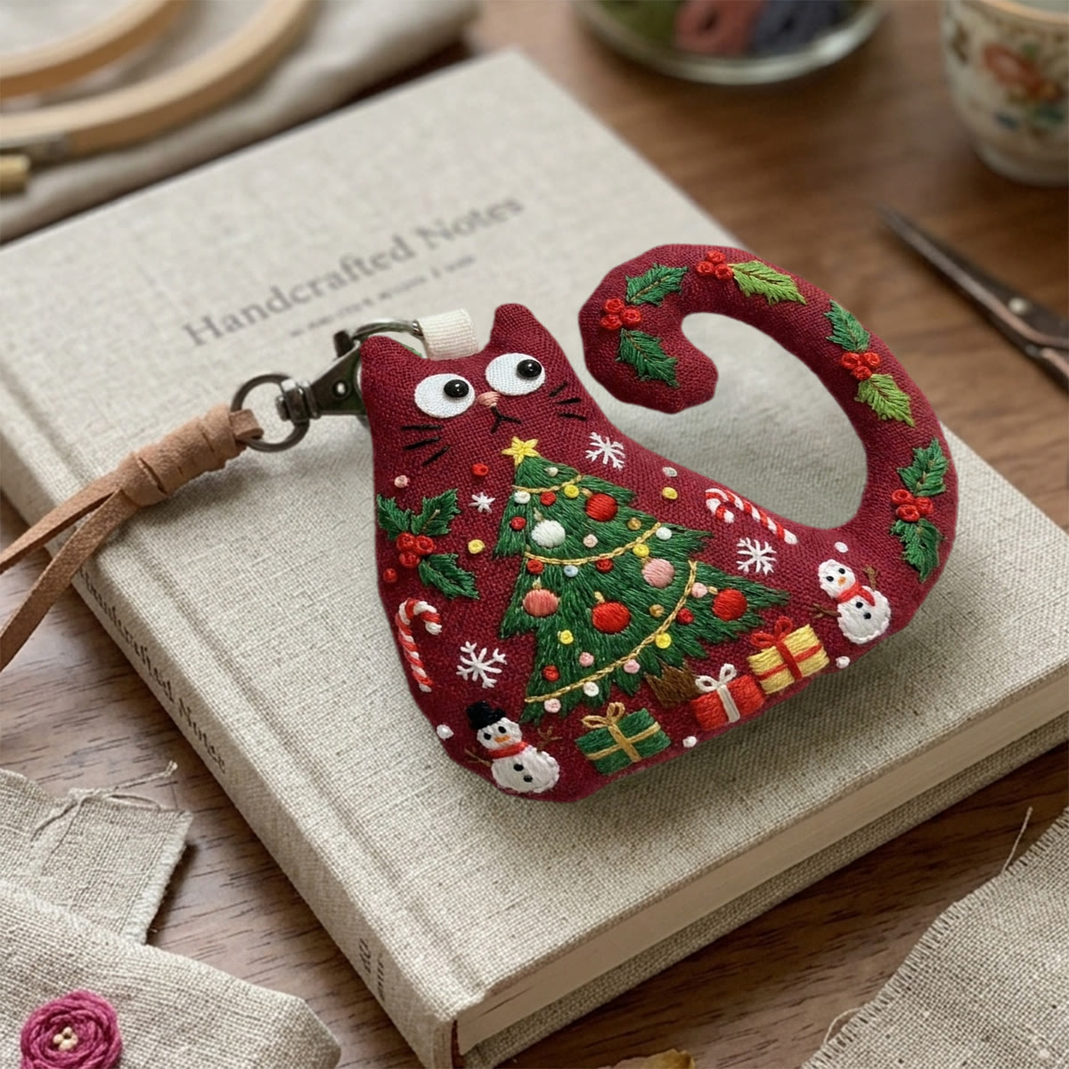 Rubbyoo Cat Embroidery Kit - Christmas Tree With Ornaments | Folk Art Needlepoint Keepsake | Whimsical Holiday Charm - image 9
