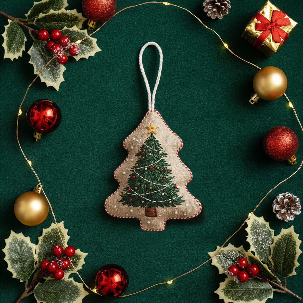 Rubbyoo Tree-shaped Embroidery Kit - Classic Christmas Tree | Diy Project For Beginners | Ideal For Cozy Home Decor - image 10