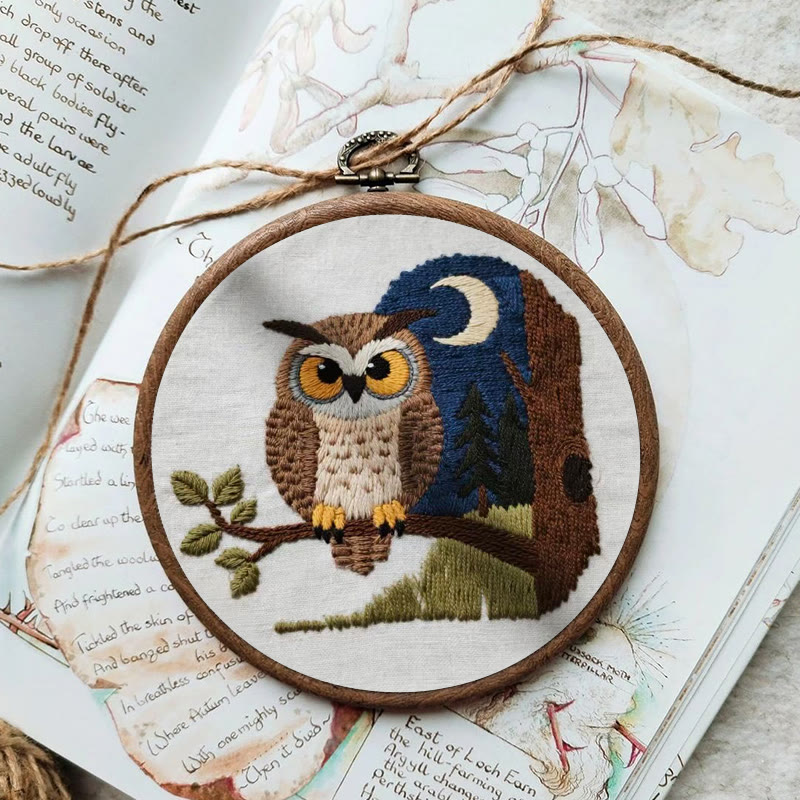 Rubbyoo Embroidery Kit - Moonlit Owl | Twilight Nature Art | Refined Home Showcase - image 7