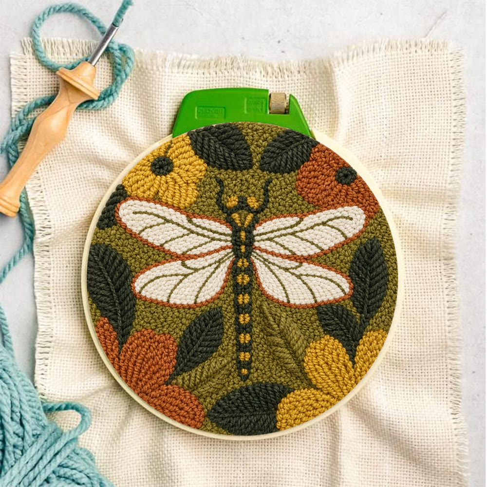Enchanted Dragonfly Punch Needle Kit - Handmade Stylish Gift Idea | Vintage Dragonfly & Flowers Handicraft - image 6