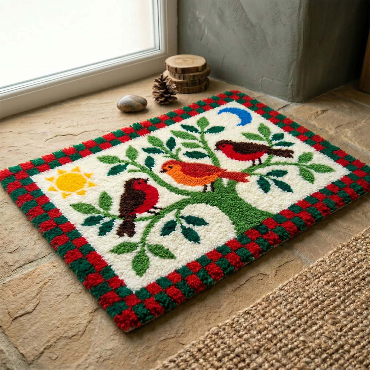 Rubbyoo Latch Hook Rug Kit - Robin Birds On Branch | Diy Embroidery Kit | Cozy Living Room Accent Rug - image 6