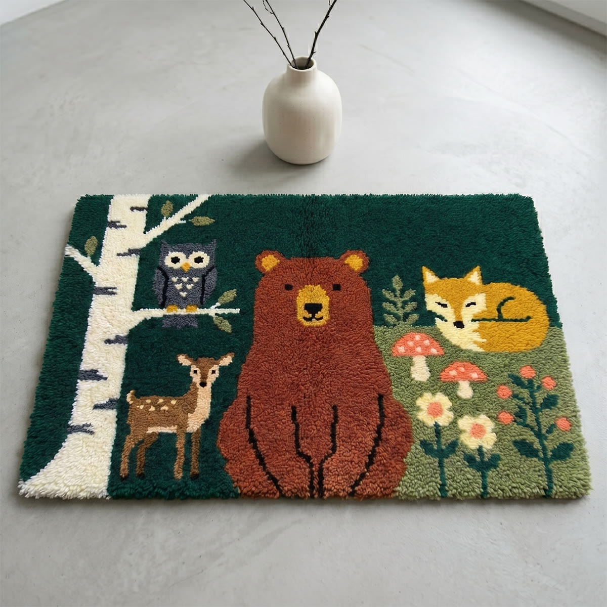 Rubbyoo Latch Hook Rug Kit - Woodland Animals | Nursery Room Carpet | Handmade Nature Doormat  - image 5