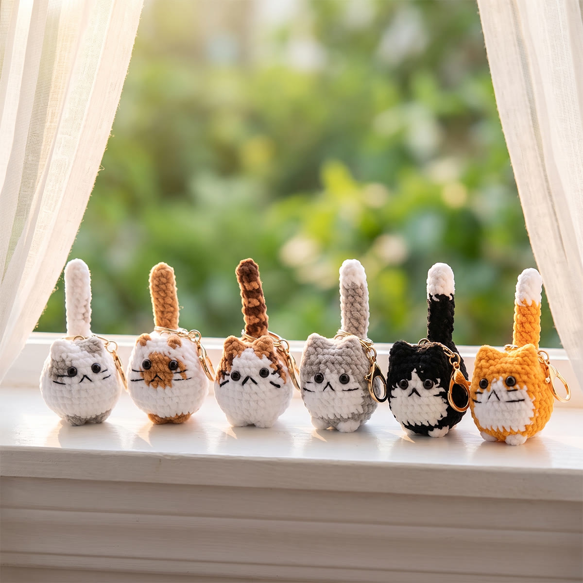 Rubbyoo Adorable Cat Bag Charm - Cute Knitted Keychain | Thoughtful Gift For Kids - image 1