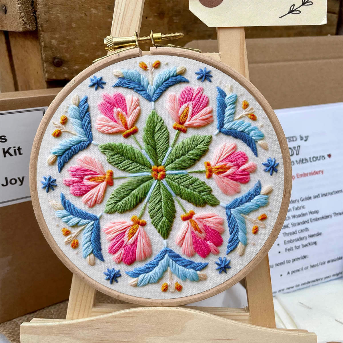 Rubbyoo Embroidery Kit - Floral Mandala | Easy Stitch Art | Perfect Craft For Diy Beginner  - image 9