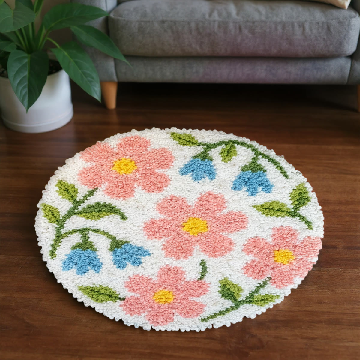 Rubbyoo Latch Hook Rug Kit - Pink Flower | Nice Housewarming Gift | Entrance Door Mat - image 6